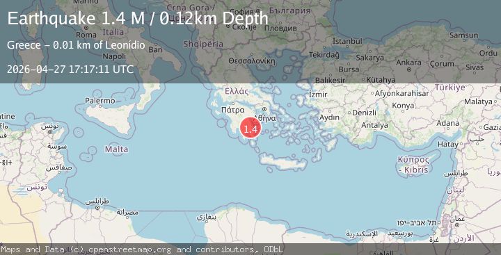 Map of Peloponnese Region, Greece
