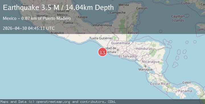Map of offshore Chiapas, Mexico