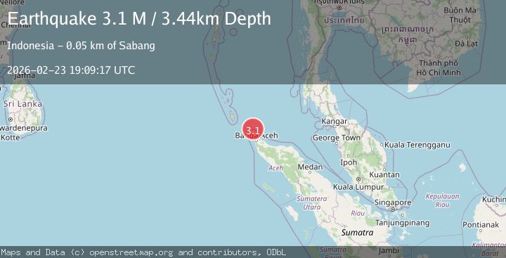Map of northern Sumatra, Indonesia