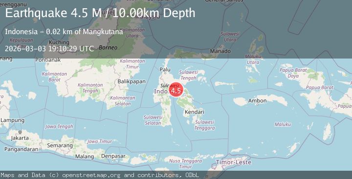 Map of Sulawesi, Indonesia