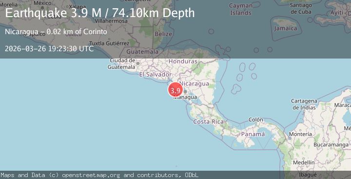Map of near the coast of Nicaragua