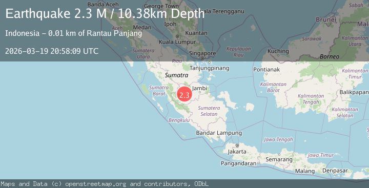 Map of southern Sumatra, Indonesia