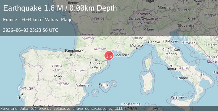Map of near the south coast of France