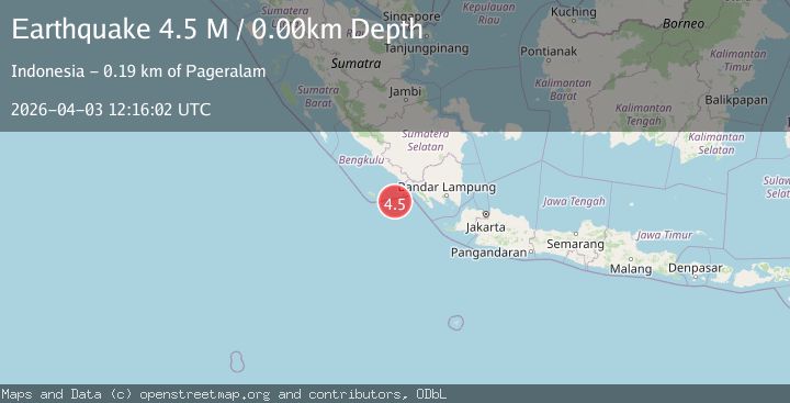 Map of southern Sumatra, Indonesia