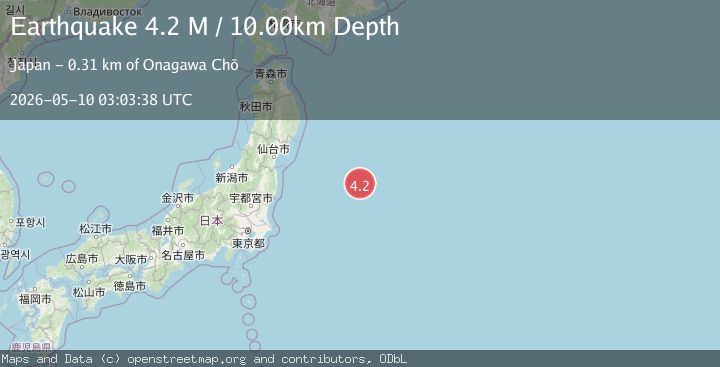 Map of off the east coast of Honshu, Japan
