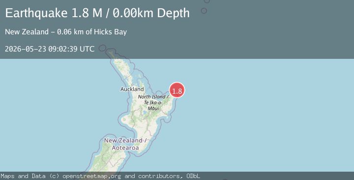 Map of off the east coast of the North Island of New Zealand