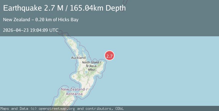 Map of off the east coast of the North Island of New Zealand