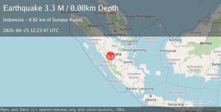 Map of southern Sumatra, Indonesia