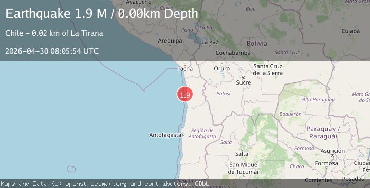Map of near the coast of Tarapaca, Chile