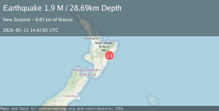 Map of off the east coast of the North Island of New Zealand