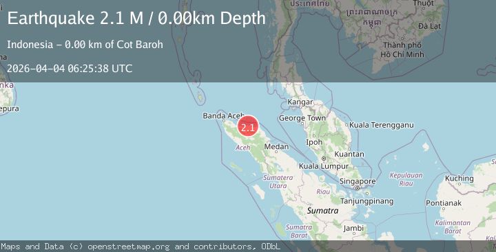 Map of northern Sumatra, Indonesia
