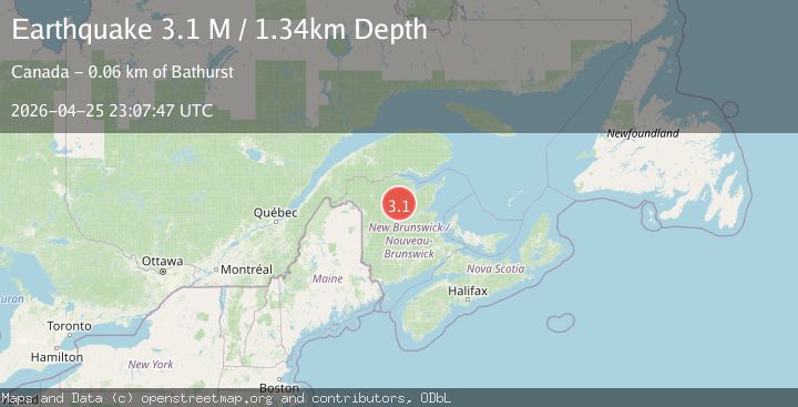 Map of New Brunswick, Canada