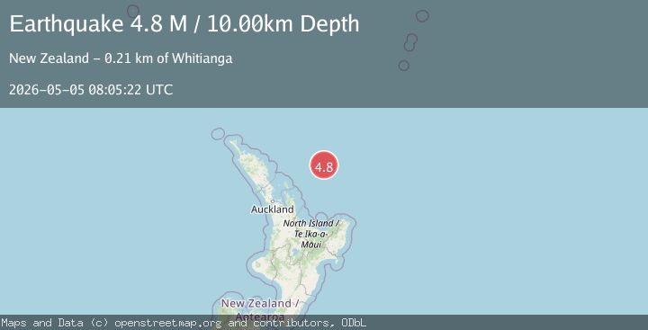 Map of off the east coast of the North Island of New Zealand