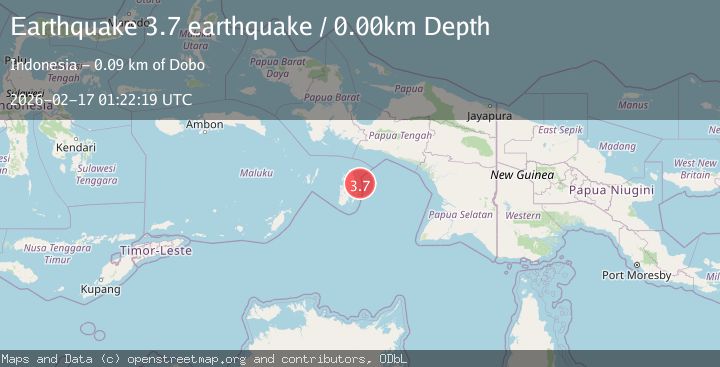 Map of off the south coast of Papua, Indonesia