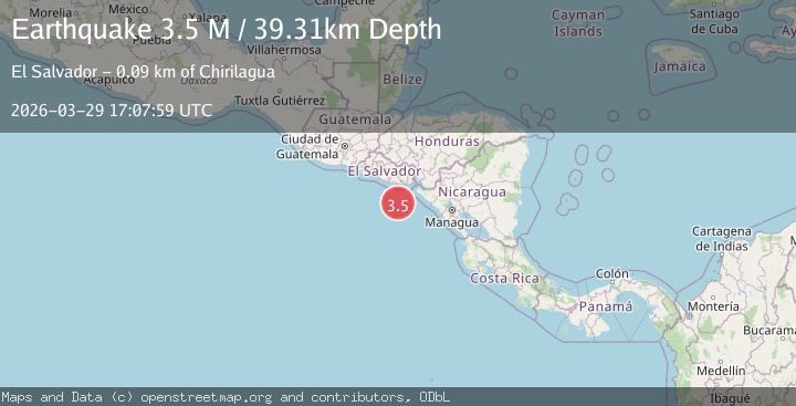 Map of offshore El Salvador