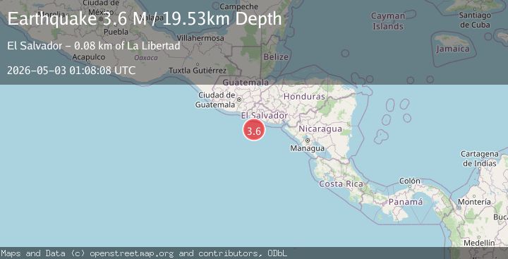 Map of offshore El Salvador