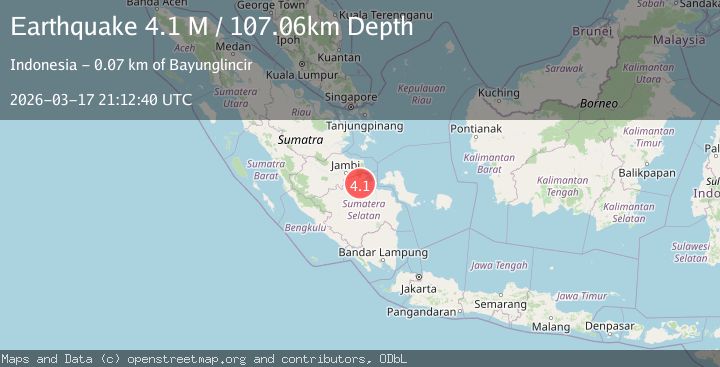 Map of southern Sumatra, Indonesia