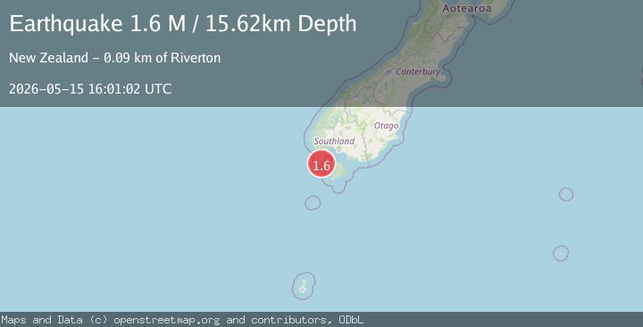 Map of off the west coast of the South Island of New Zealand