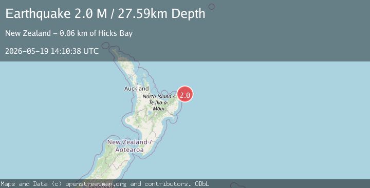 Map of off the east coast of the North Island of New Zealand