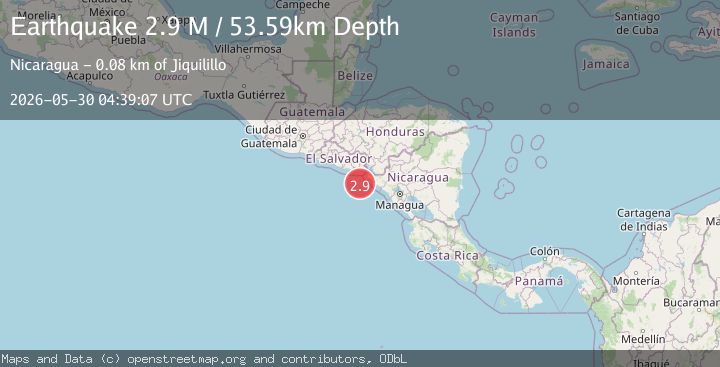 Map of near the coast of Nicaragua