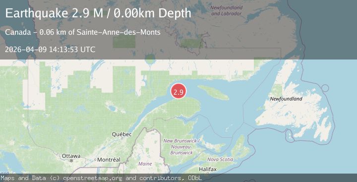 Map of Gaspe Peninsula, Quebec, Canada