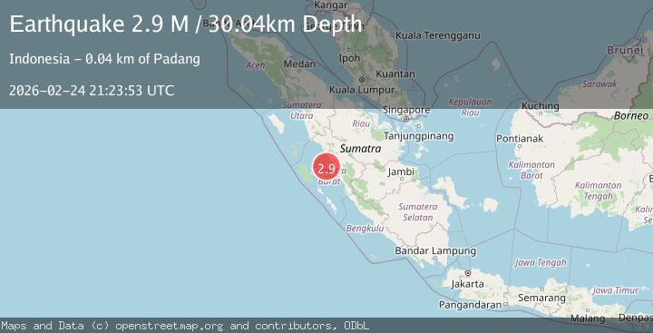 Map of southern Sumatra, Indonesia