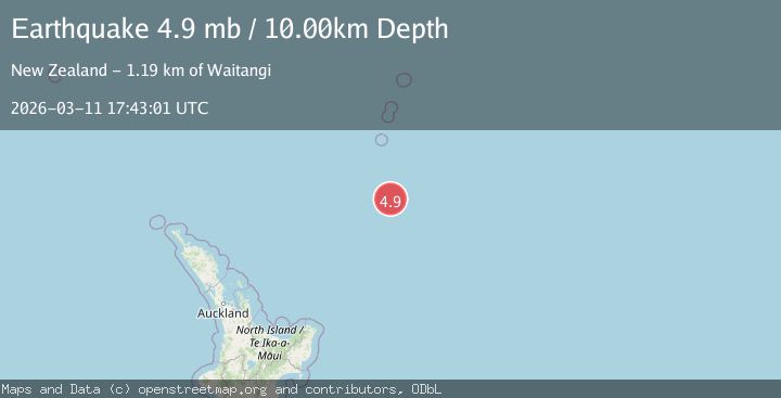 Map of south of the Kermadec Islands