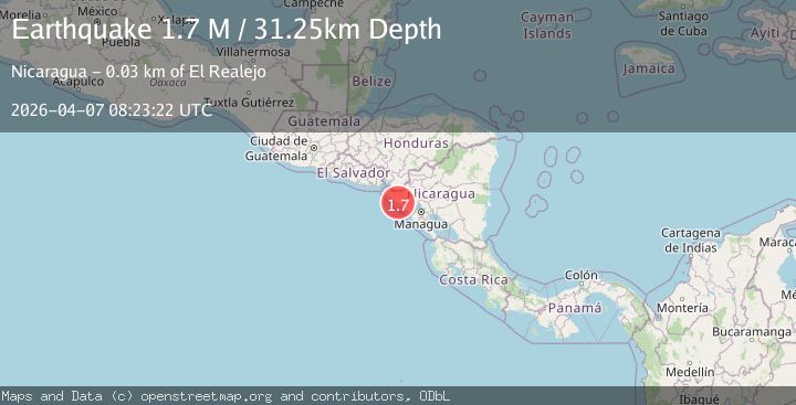 Map of near the coast of Nicaragua