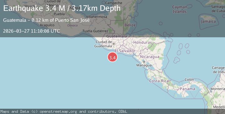 Map of off the coast of Central America