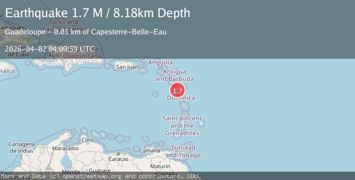 Map of Guadeloupe region, Leeward Islands