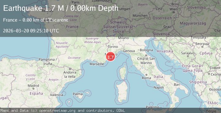 Map of near the south coast of France