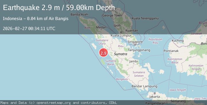 Map of southern Sumatra, Indonesia