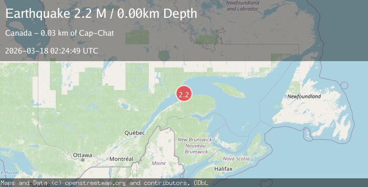 Map of Gaspe Peninsula, Quebec, Canada