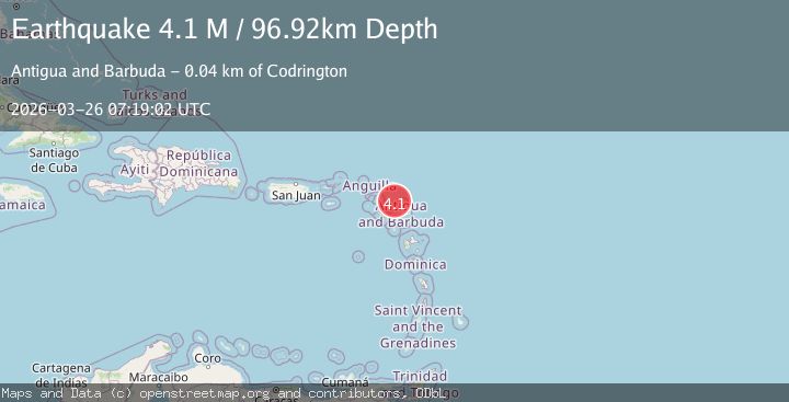 Map of Antigua and Barbuda region, Leeward Islands