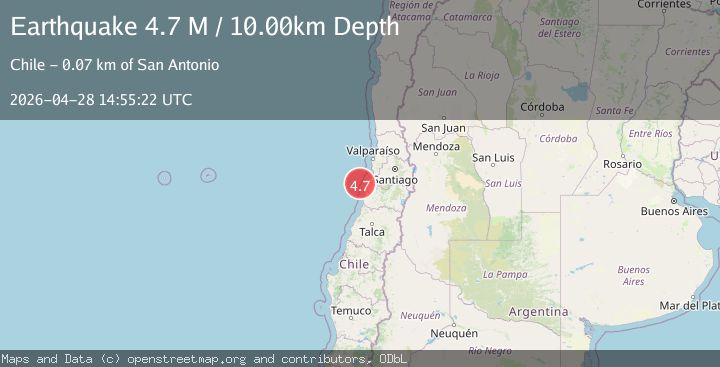 Map of offshore Libertador O'Higgins, Chile