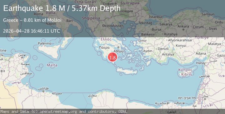 Map of Peloponnese Region, Greece