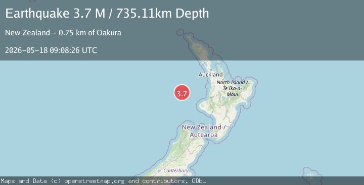 Map of off the west coast of the North Island of New Zealand