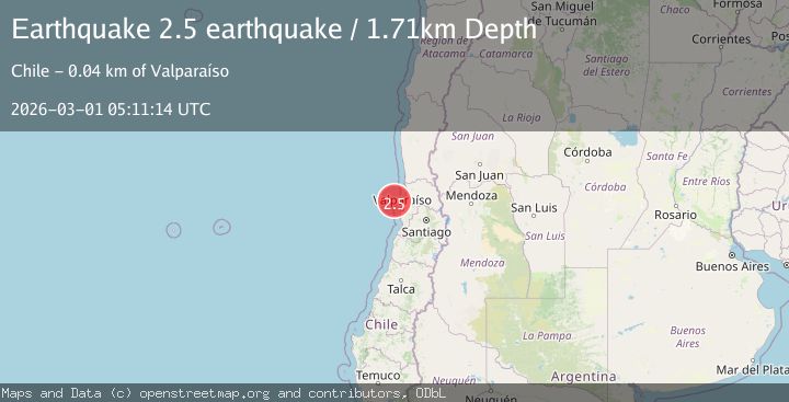 Map of offshore Valparaiso, Chile