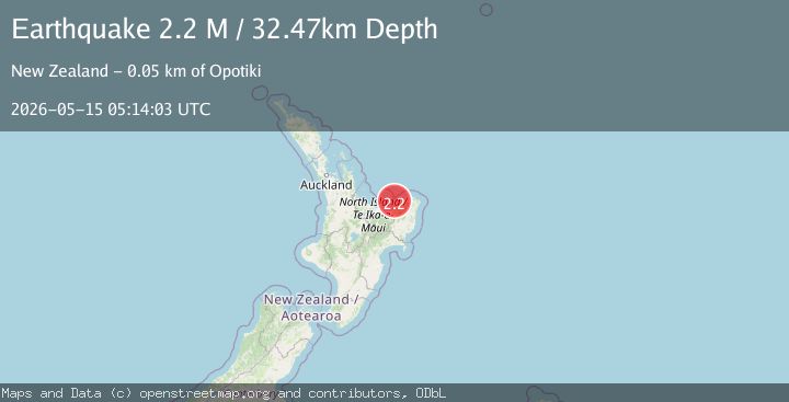 Map of off the east coast of the North Island of New Zealand