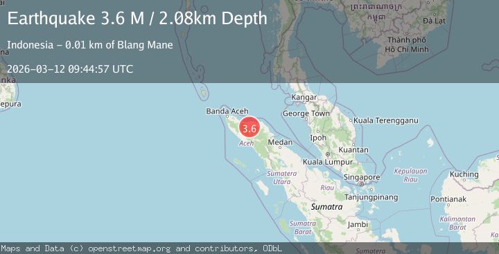 Map of northern Sumatra, Indonesia