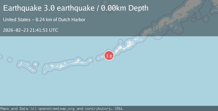 Map of Fox Islands, Aleutian Islands, Alaska
