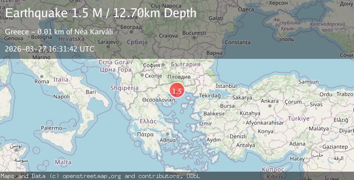 Map of East Macedonia and Thrace Region, Greece