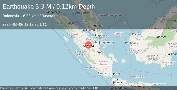 Map of southern Sumatra, Indonesia