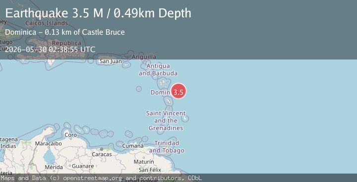 Map of Dominica region, Leeward Islands