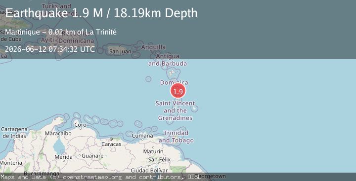 Map of Martinique region, Windward Islands