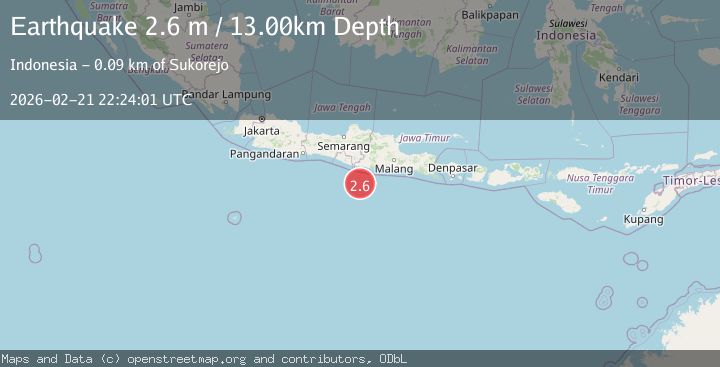 Map of south of Java, Indonesia