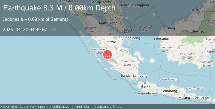 Map of southern Sumatra, Indonesia