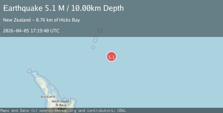 Map of south of the Kermadec Islands