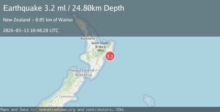 Map of off the east coast of the North Island of New Zealand