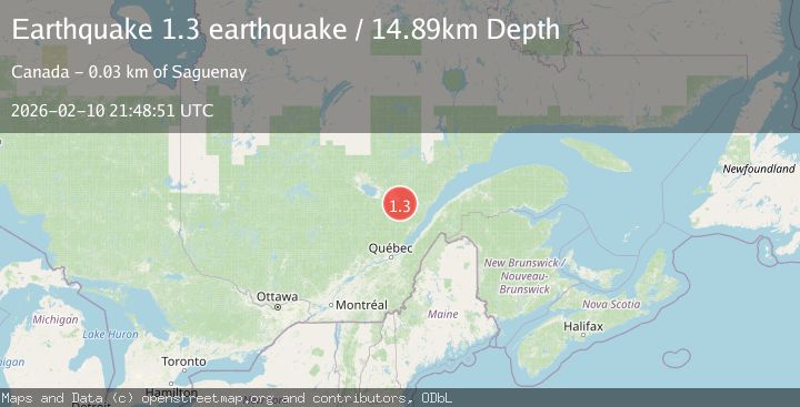 Map of southern Quebec, Canada